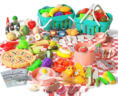 JOKERKING 150-piece kitchen playset ingredients for imaginative pretend grocery shopping adventures.