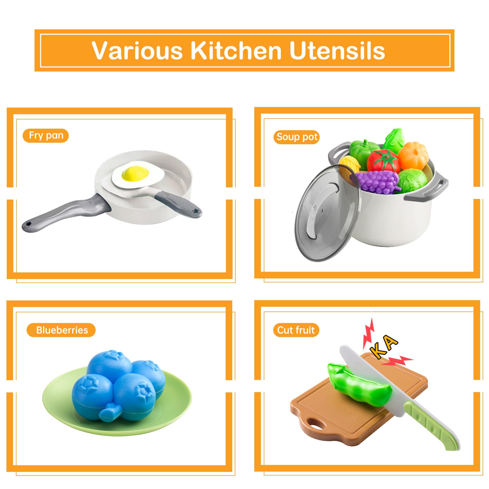 JOKERKING 35Pcs cutting board and knife for safe pretend prep