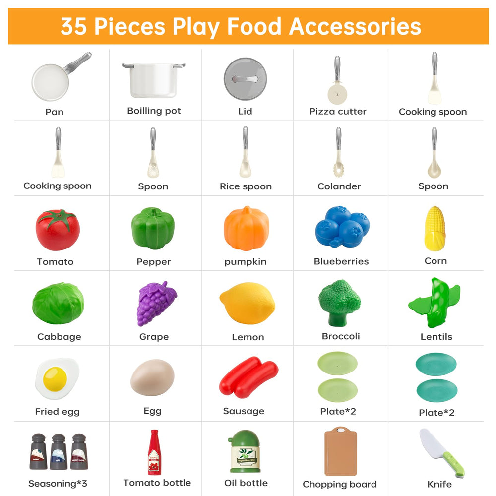 JOKERKING 35Pcs utensils with spatula for realistic kitchen roleplay