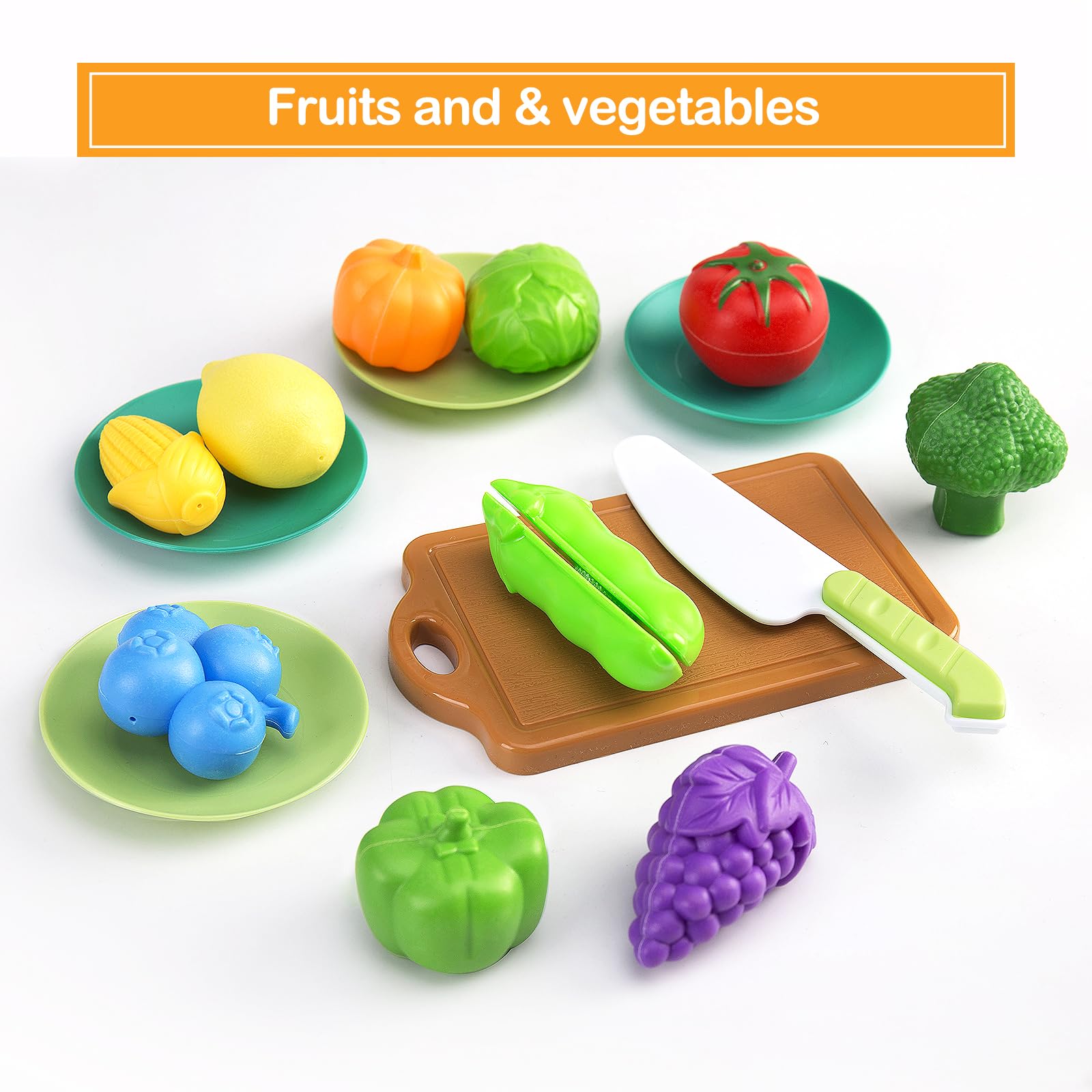 JOKERKING cutting board and child-safe knife for pretend slicing