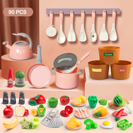 JOKERKING pink kettle with pull-out spout enhances realistic pouring during play.