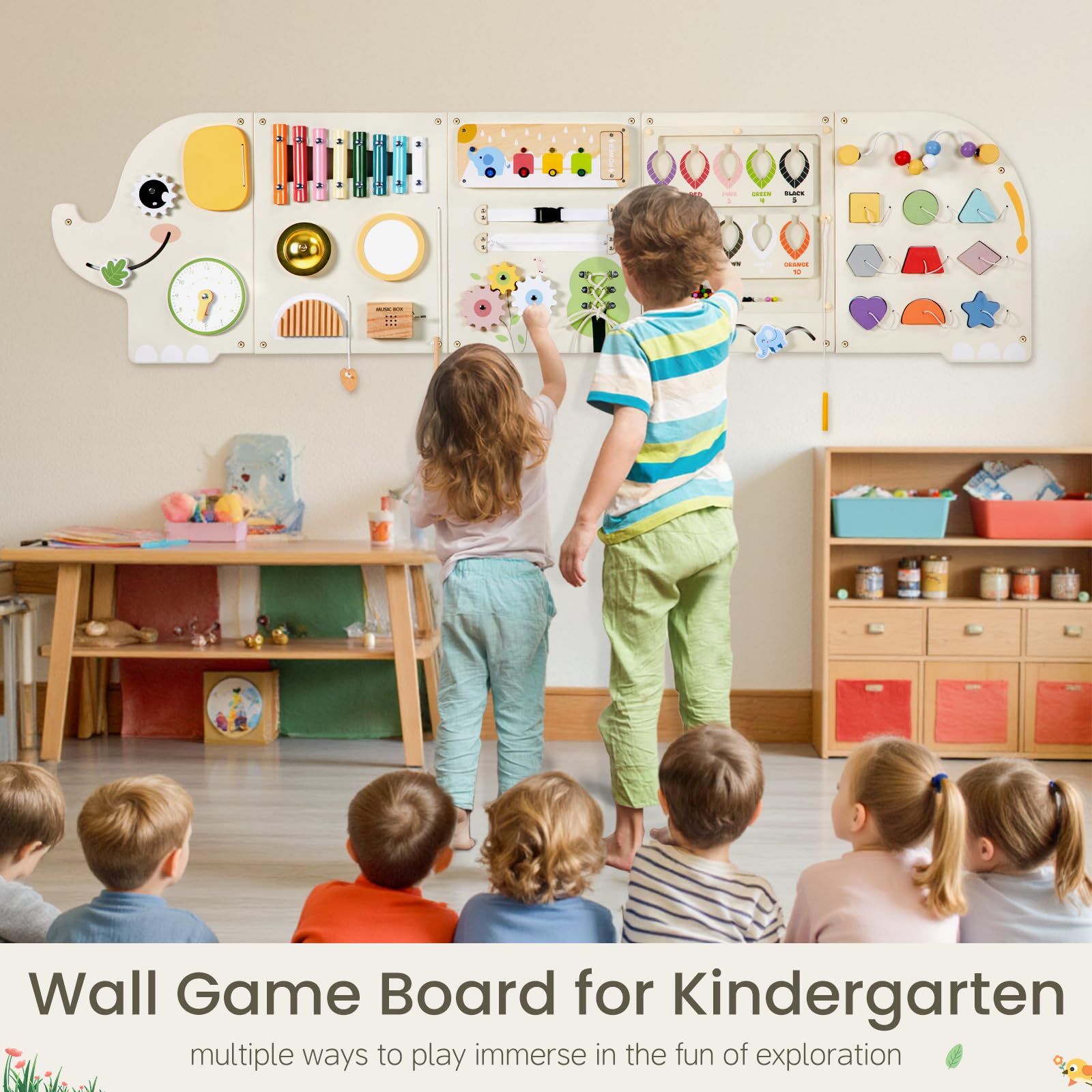JOLIE VALLÉE Elephant wall panel for group play encourages social interaction.
