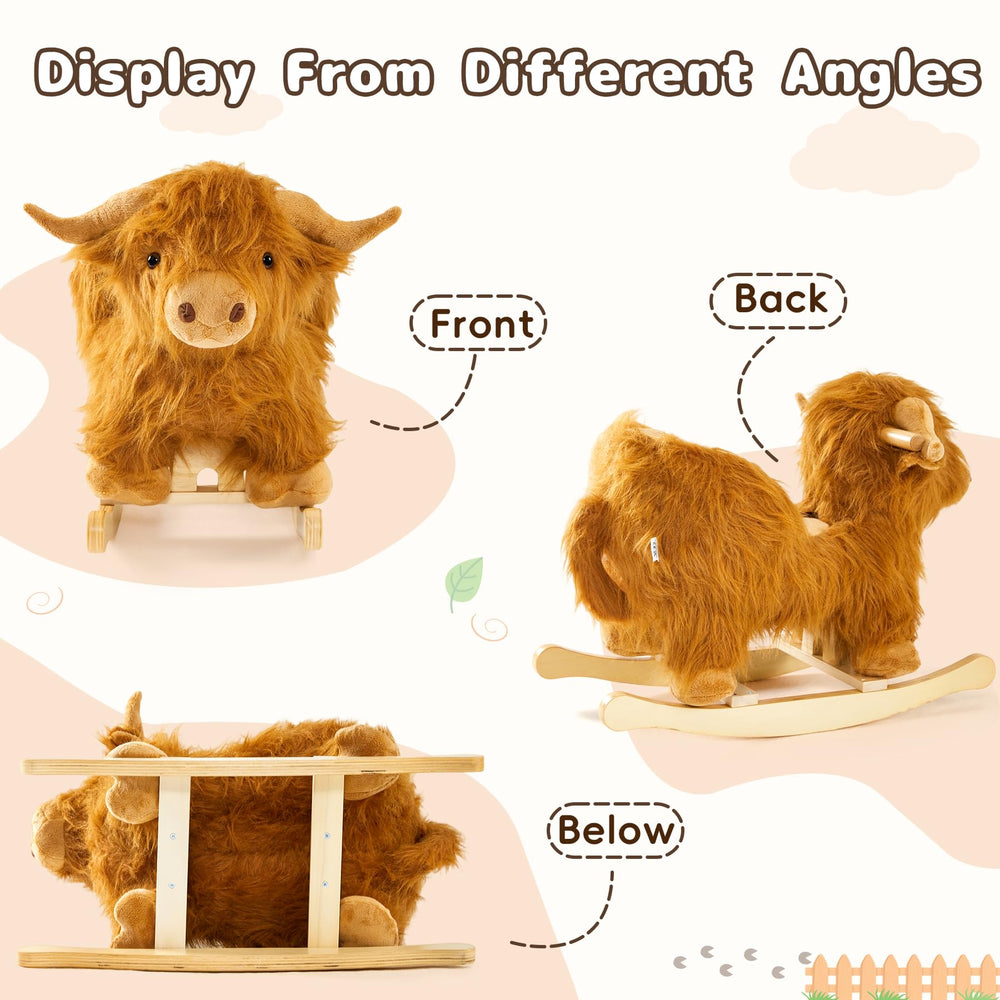 Jolie Vallée Highlander cattle rocker face closeup features friendly cow design.
