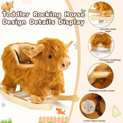 Jolie Vallée Highlander cattle rocker seat detail highlights soft fabric and comfort.