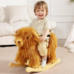 Jolie Vallée Highlander cattle rocker side view shows sturdy frame for lasting use.