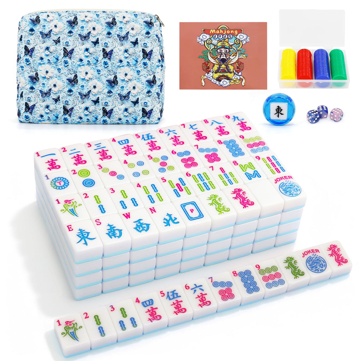Jolitac American Mahjong tiles with 166-count, durable melamine and crisp engravings.