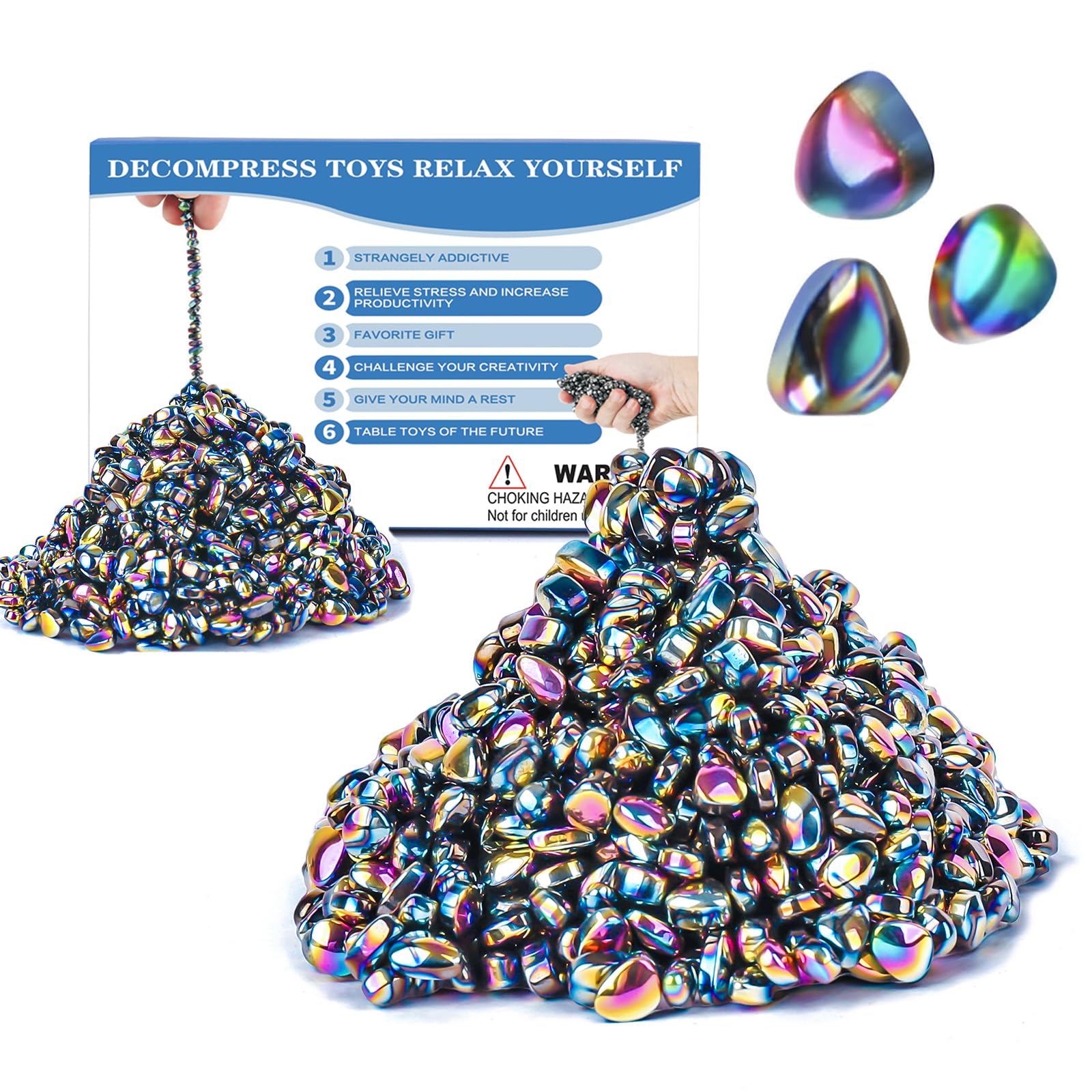 Jollicube 1100pcs desk fidget tin on a clean desk, stress-relief look.