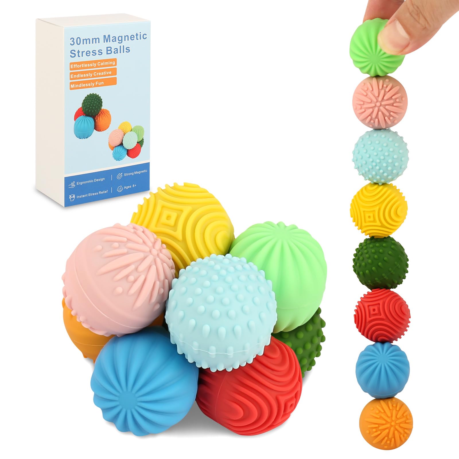 Jollicube 8pcs silicone magnetic balls for quiet stress relief and focus.