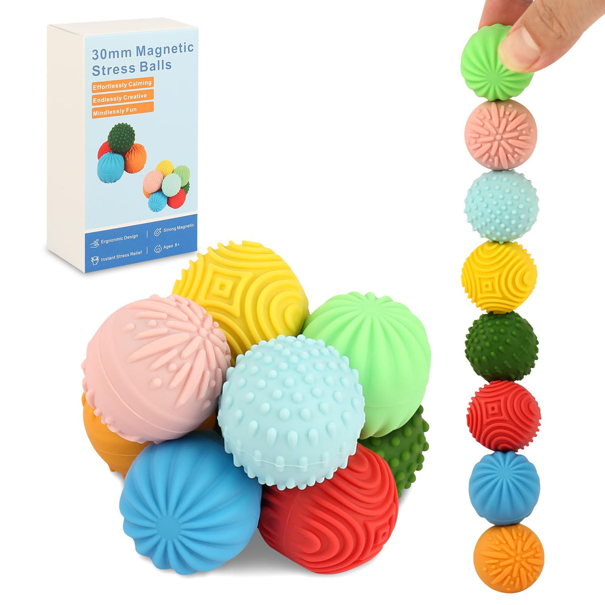 Jollicube 8pcs silicone magnetic balls for quiet stress relief and focus.