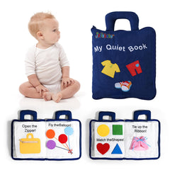 Jollybaby 10 Page Busy Book cover blue with soft Montessori design for quiet time