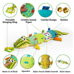 Jollybaby alligator caterpillar rattle and crinkle toy encourages auditory exploration