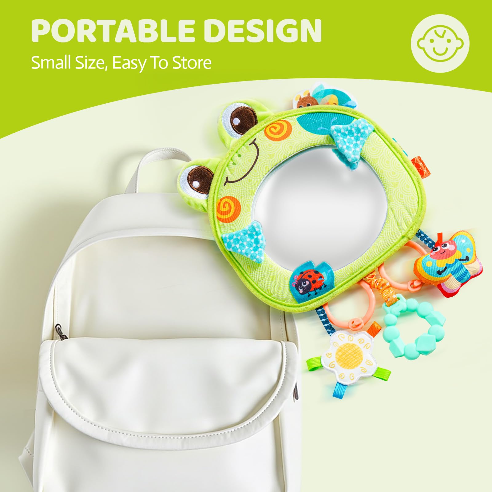 Jollybaby Frog anti-slip buckles secure the mirror for road trips
