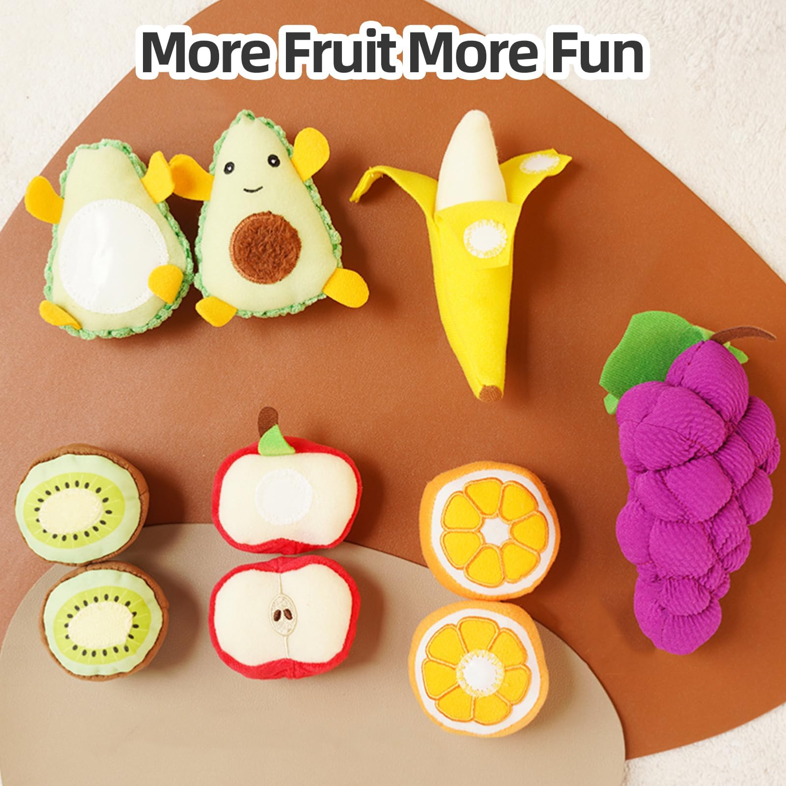 Jollybaby kiwi plush fruit designed for grasping and color recognition play.