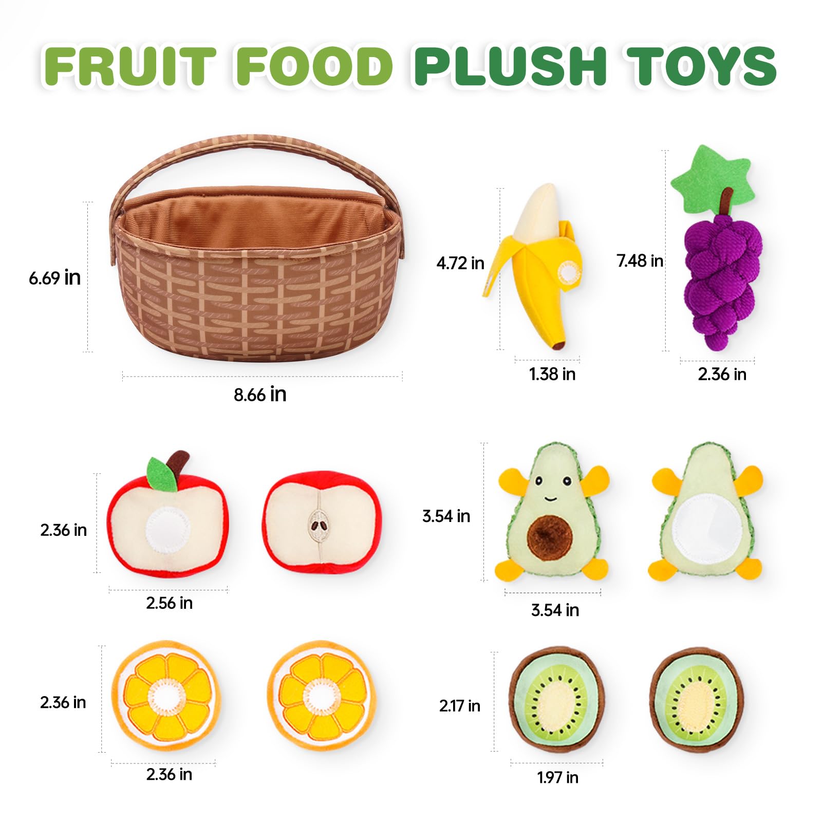 Jollybaby plush fruit basket full scene promotes tidy storage during play