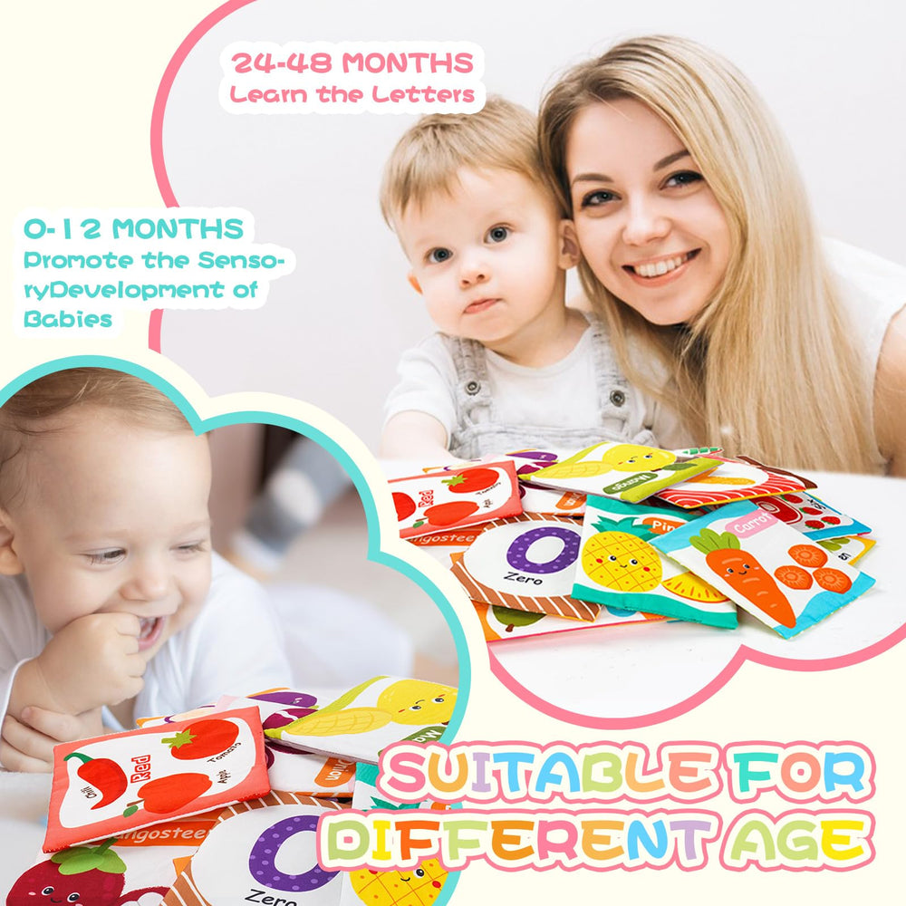 Jollybaby double-sided flash cards showing numbers and produce for interactive play