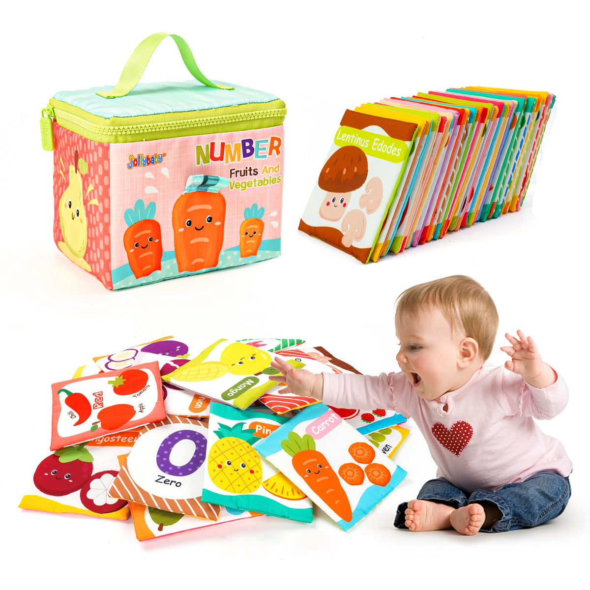 Jollybaby flash cards front numbers for early numeracy and tactile learning