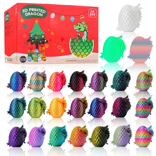 JOMBY 24pcs dragon eggs set with articulated dragons for display and play.