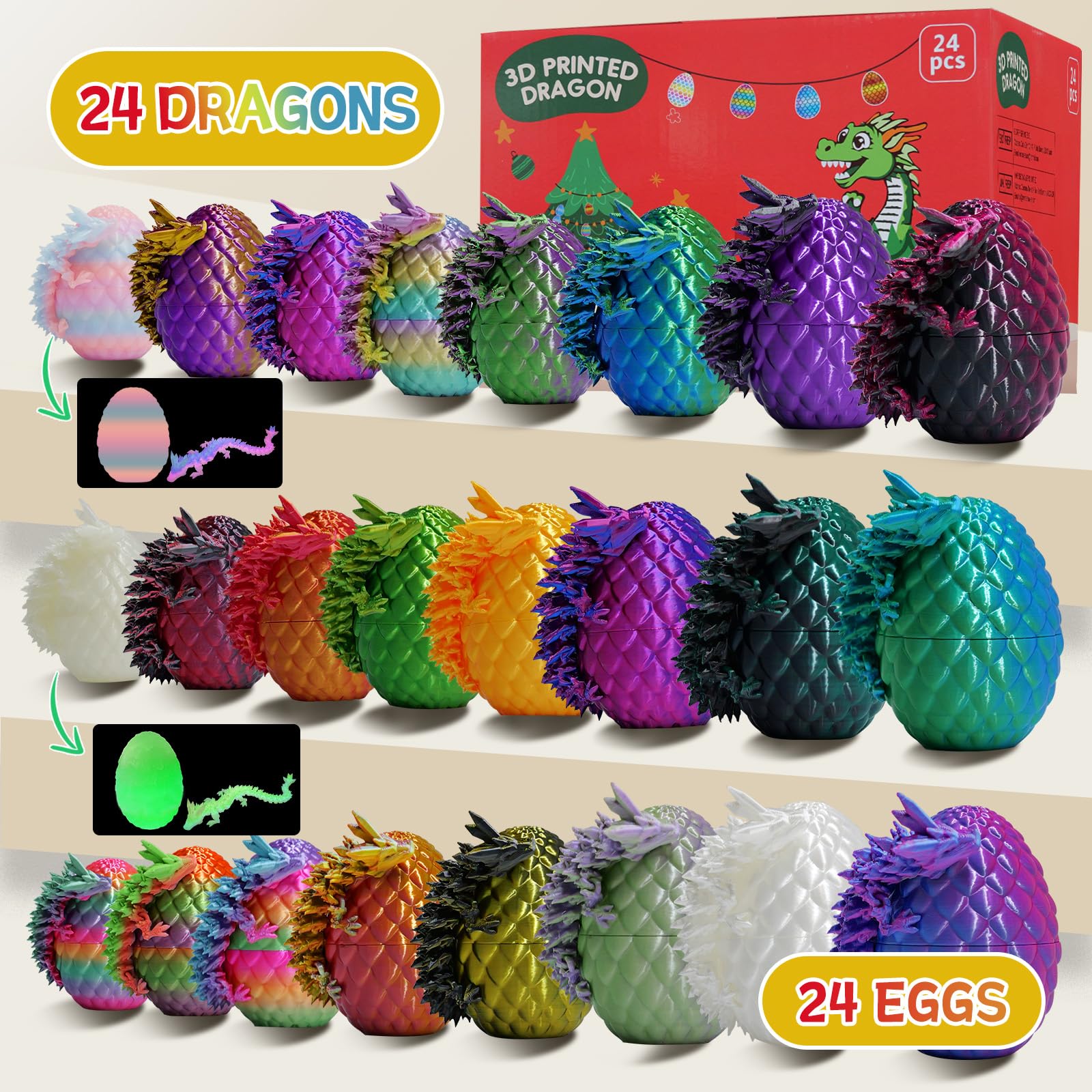JOMBY dragon inside egg with lifelike scales and movable joints.