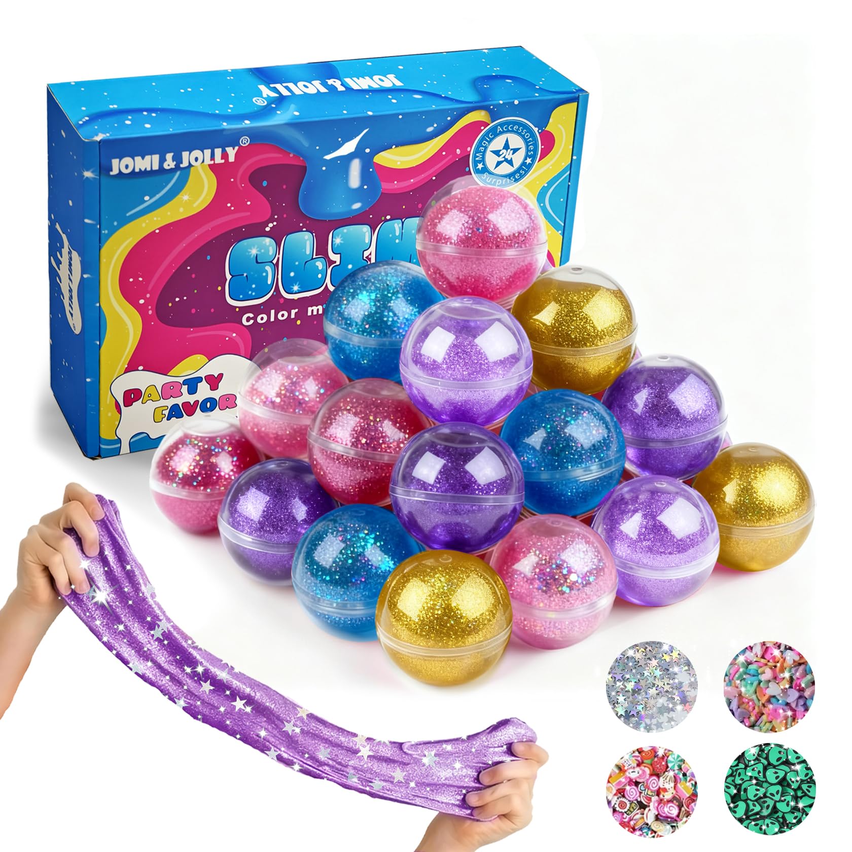 Jomi & Jolly 24-pack slime collection for creative play and mess-free fun