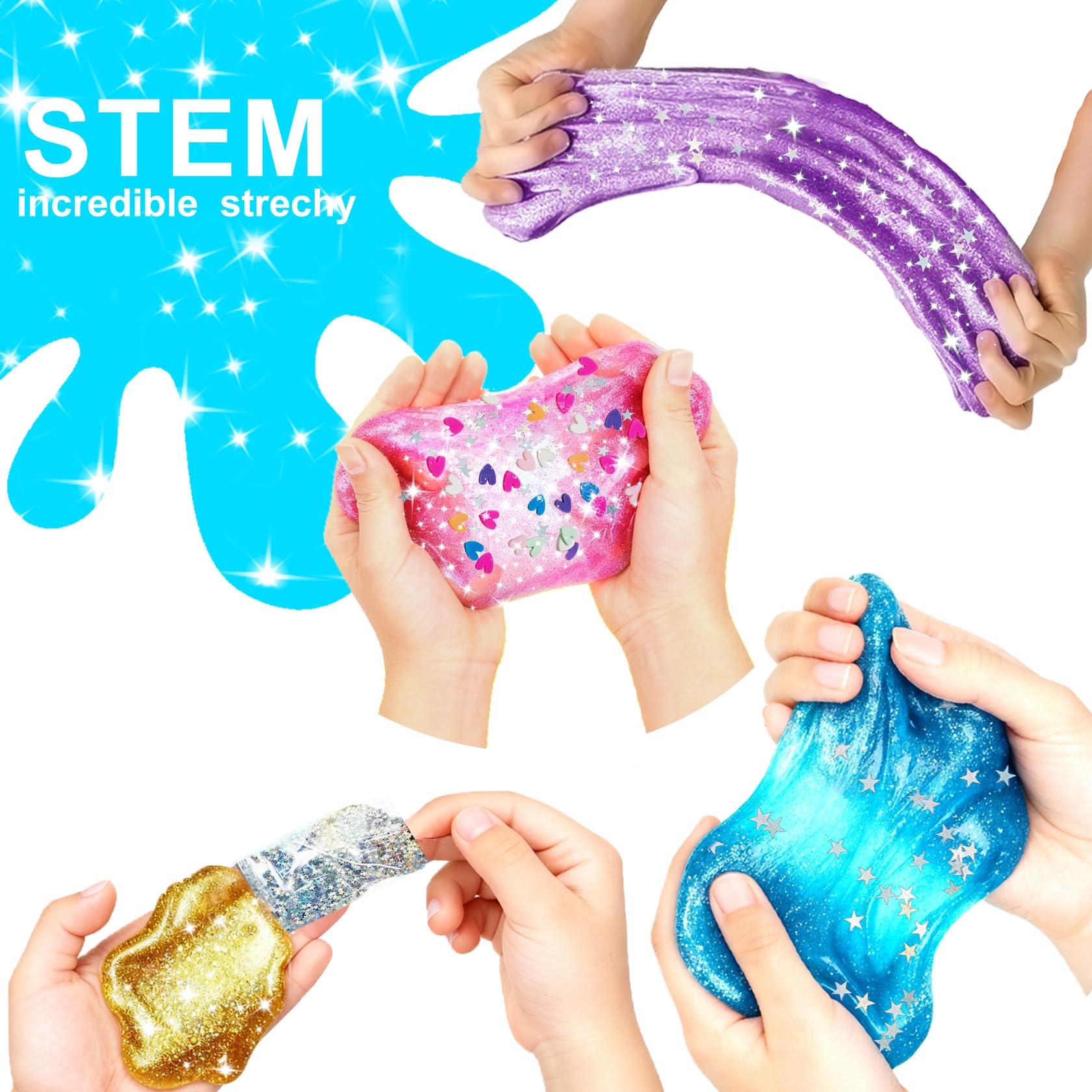 Jomi & Jolly glitter pieces to enhance slime texture for creative projects.