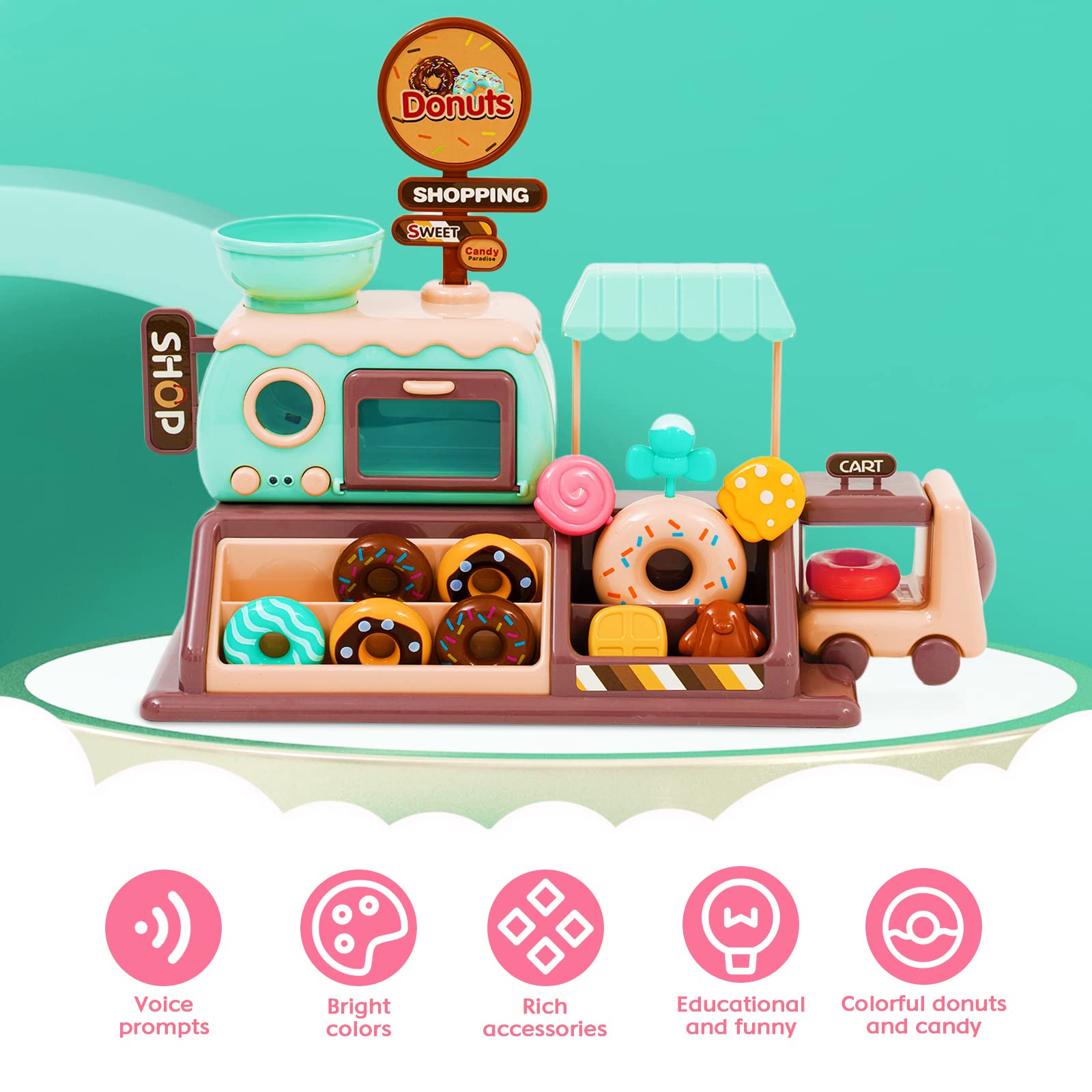 Jomifin 7 donuts set for creative pretend-baking and sharing.