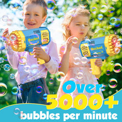 Child holding the JONEG bubble machine for easy use by small hands