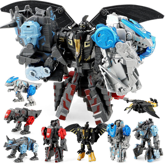 JONEG transforming robot dinosaur front view, durable and kid-safe for imaginative play