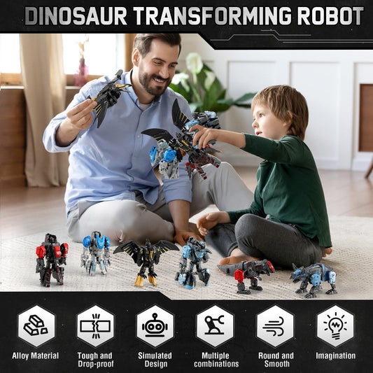 JONEG transforming robot dinosaur in mode, showcasing multiple transformation options