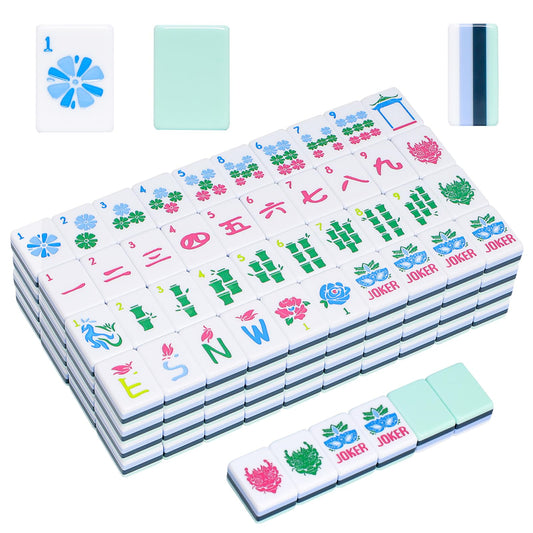 Jongyance American Mahjong tiles close-up with crisp engraving for easy reading.