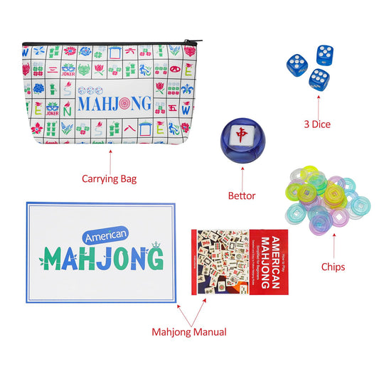 Dense blue acrylic Mahjong tiles with clear engravings