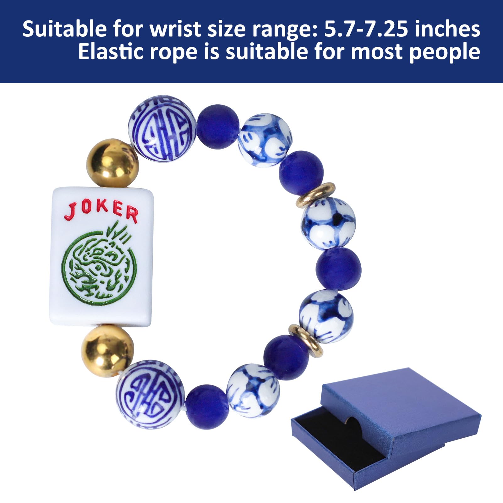 Jongyance Mahjong tile charm in blue plastic, durable and vibrant