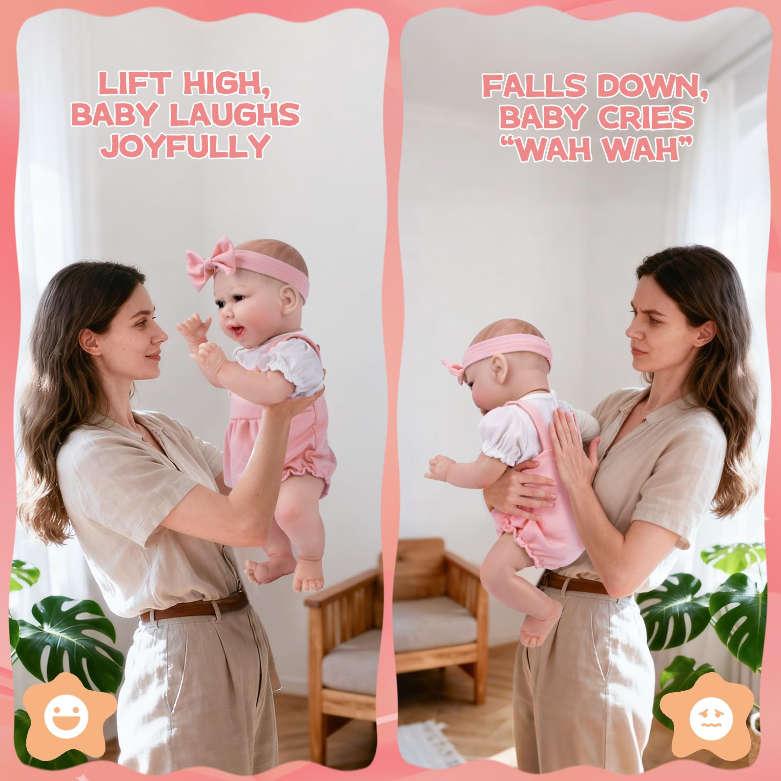 JONRRYIN Reborn doll being lifted triggers giggles for engaging playtime