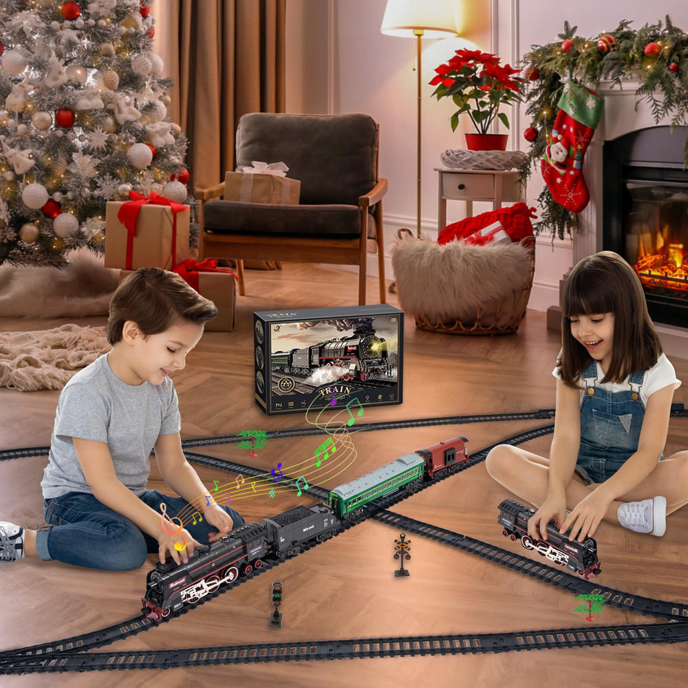 JONRRYIN train display under the Christmas tree for festive decor