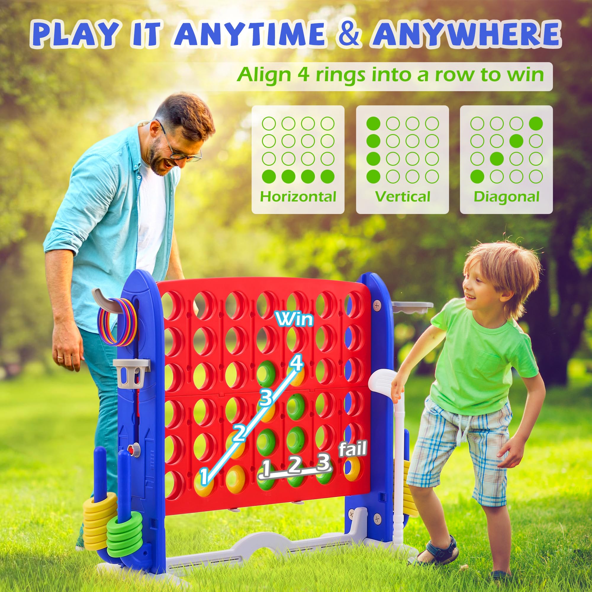 JooKiddie Giant 4-in-a-Row features 42 pieces and multiple play modes