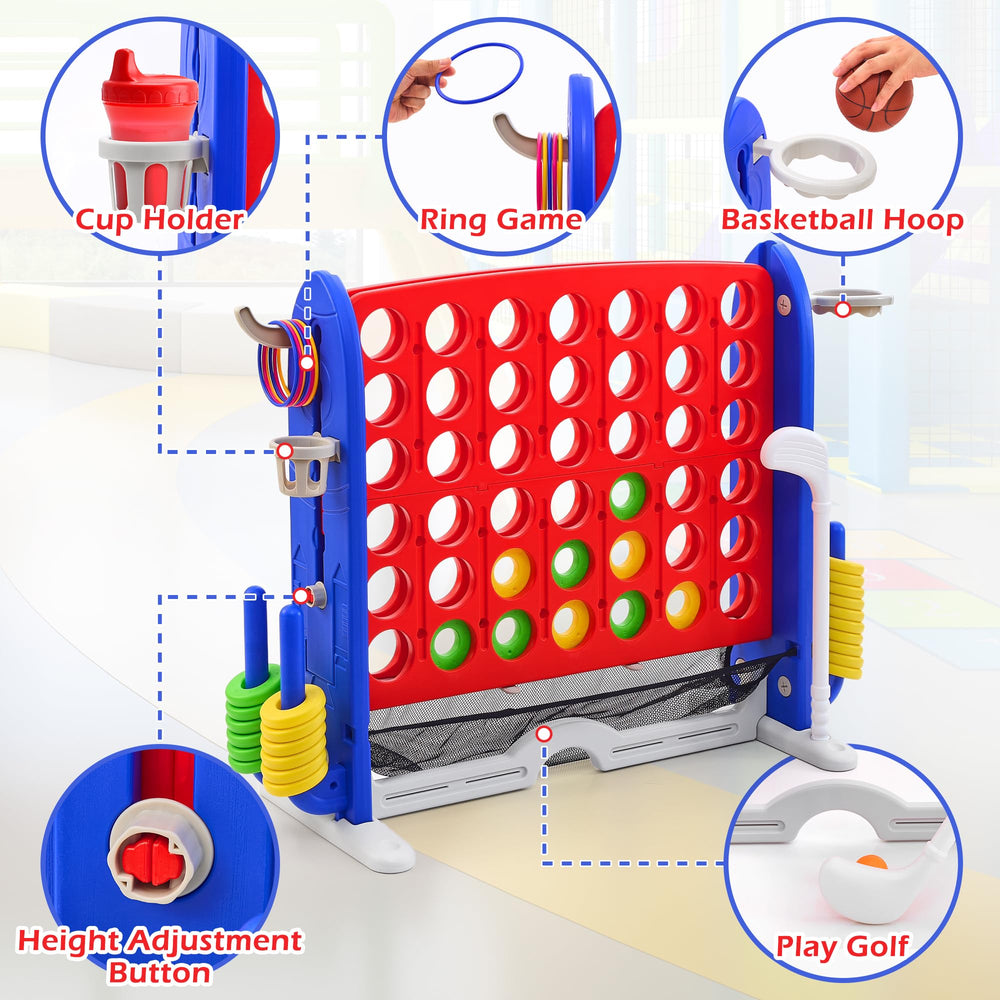 JooKiddie Giant 4-in-a-Row height adjustment adapts to kids and adults