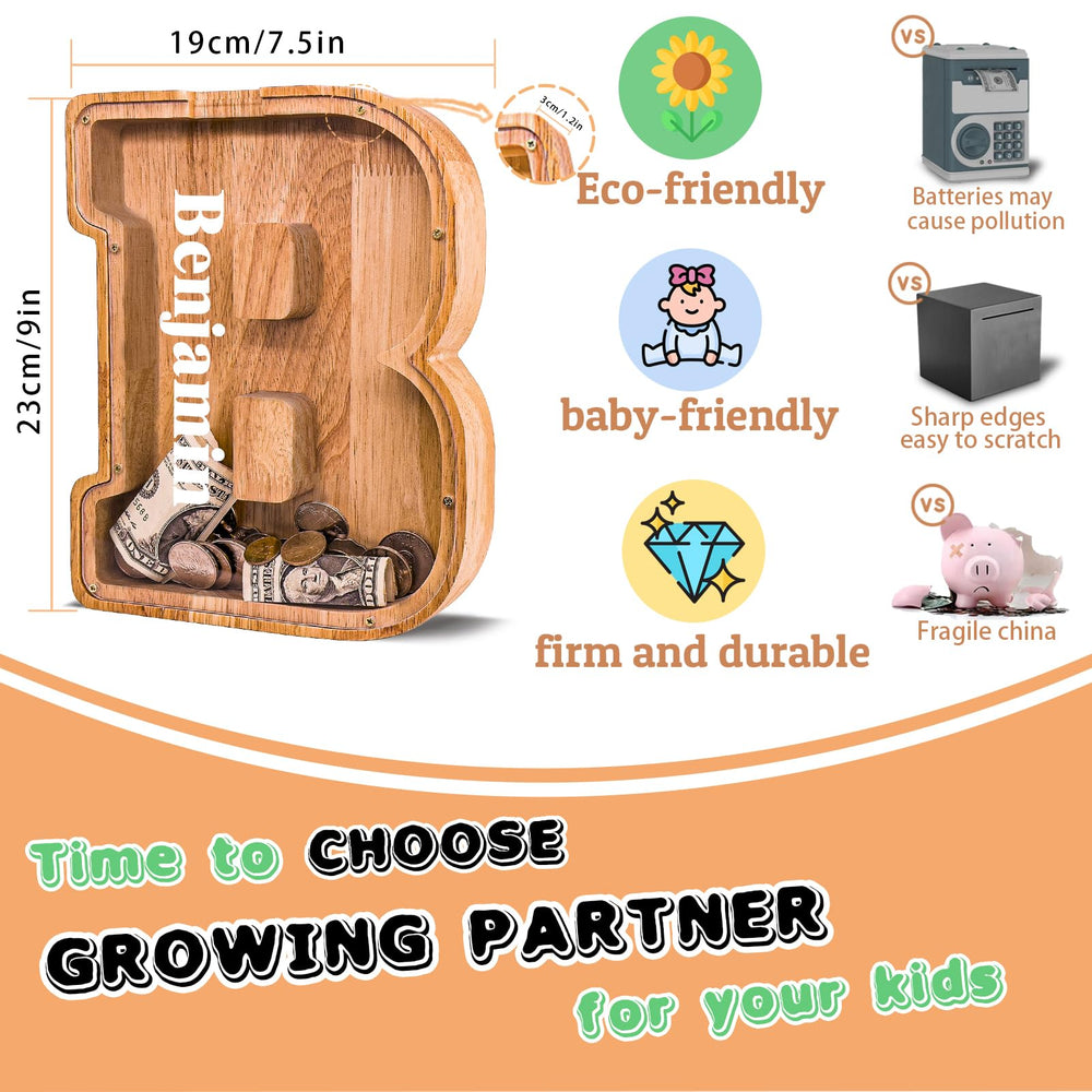 JOOMLAFLY 9-inch tall piggy bank, stable on any surface.