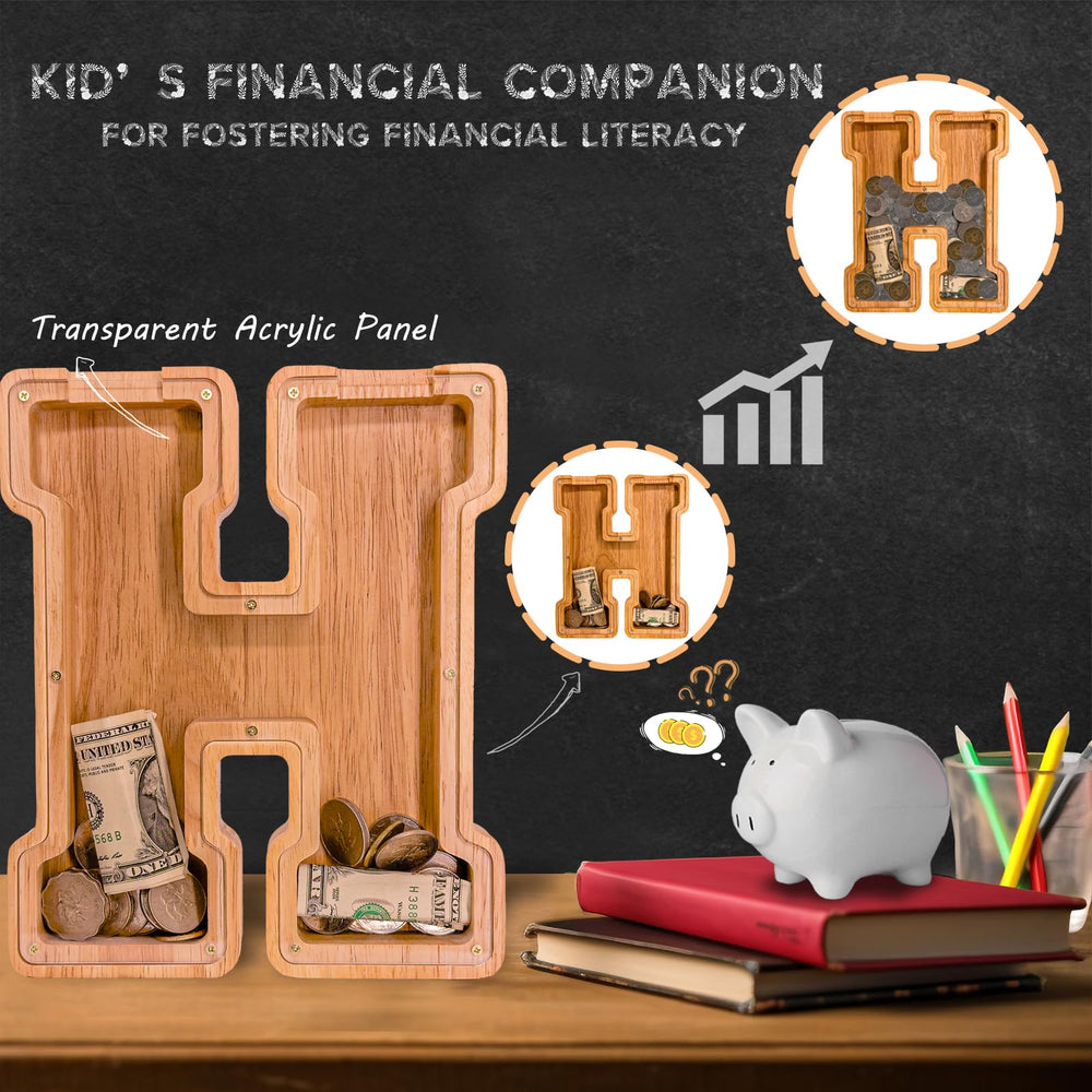 JOOMLAFLY customized wooden piggy bank with name engraving for a personal gift
