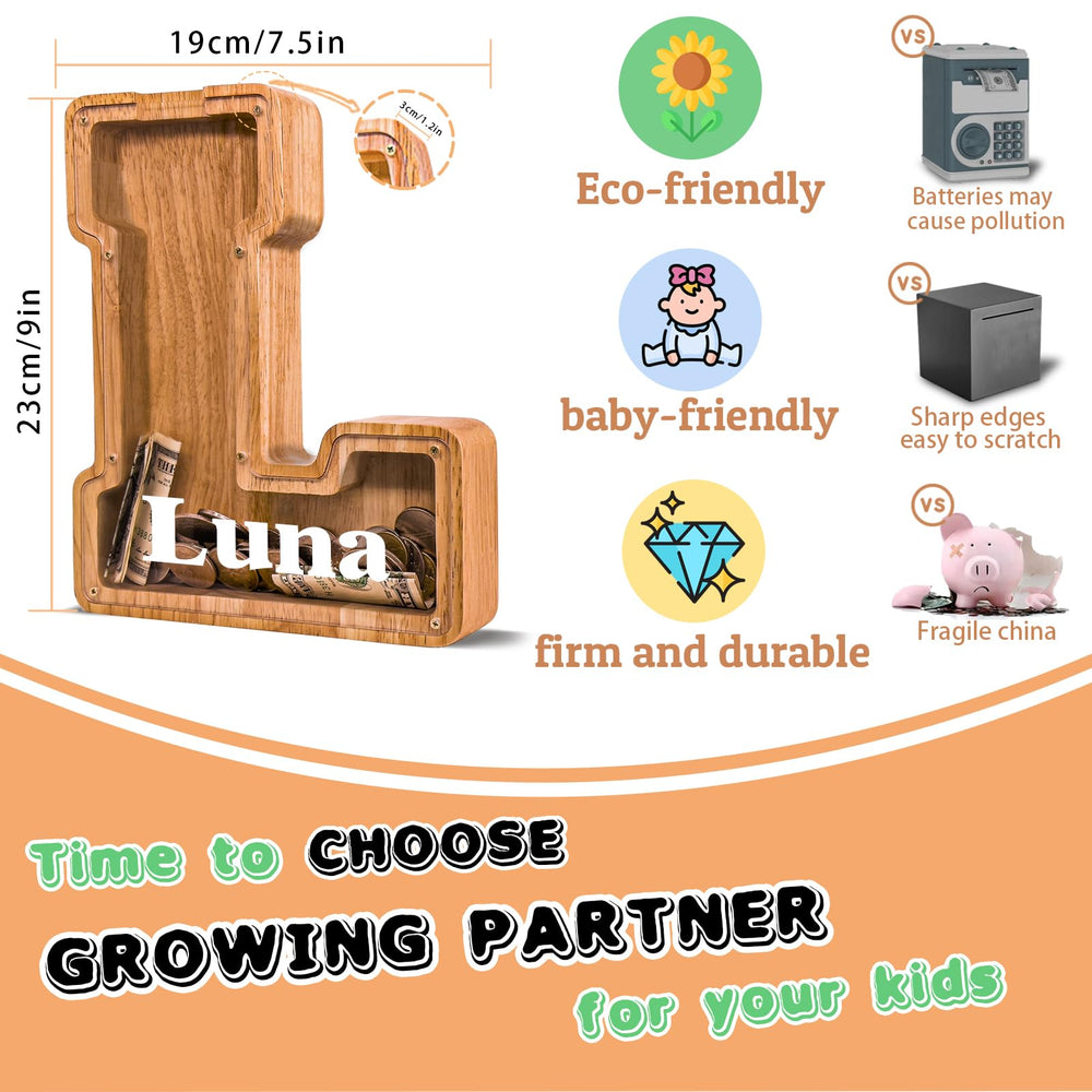 JOOMLAFLY large 9¼ inch piggy bank offers ample coin storage
