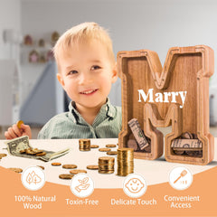 JOOMLAFLY letter piggy bank clear acrylic panel for visible progress easily.