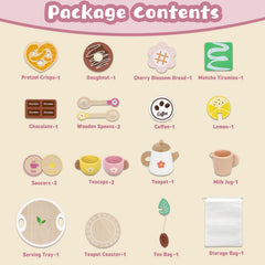 JOOMLAFLY desserts and storage bag showcase a complete pretend tea set.