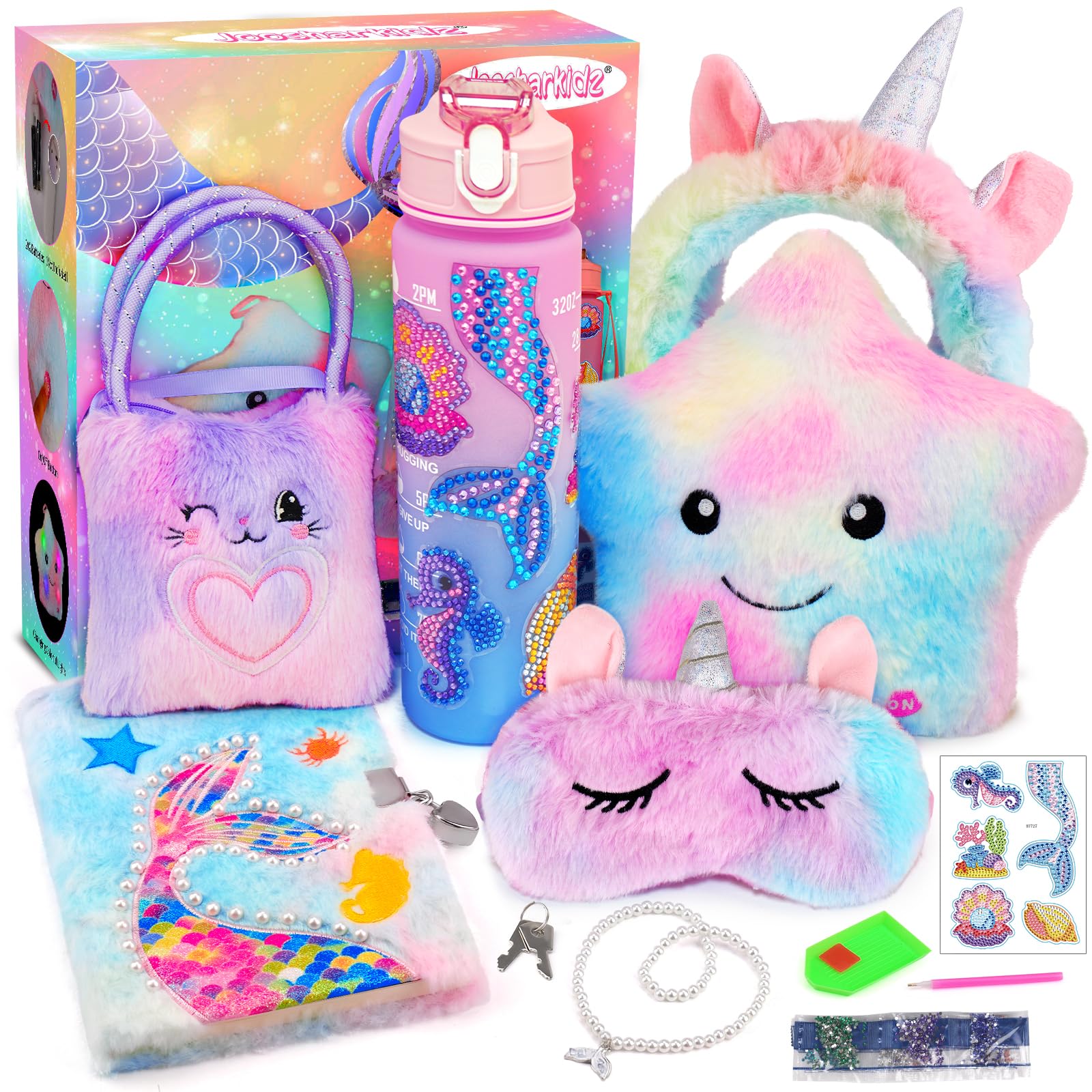 Joosharkidz plush crossbody bag with mermaid charm for playtime and storage