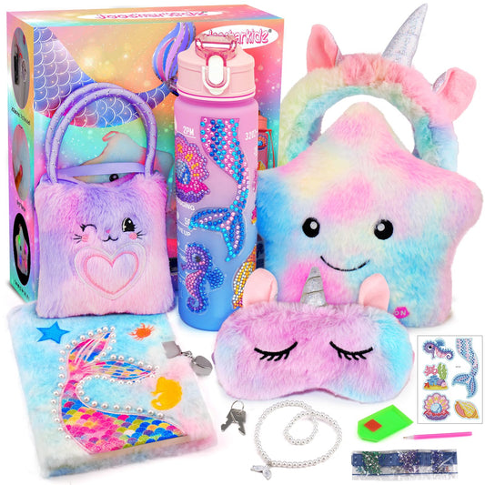 Joosharkidz plush crossbody bag with mermaid charm for playtime and storage