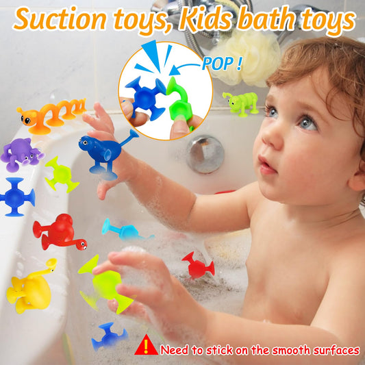 Joosharkidz silicone animal toys that cling to smooth surfaces during play