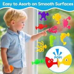 Joosharkidz seaweed suction cup bath toy adds color to surface play sessions.