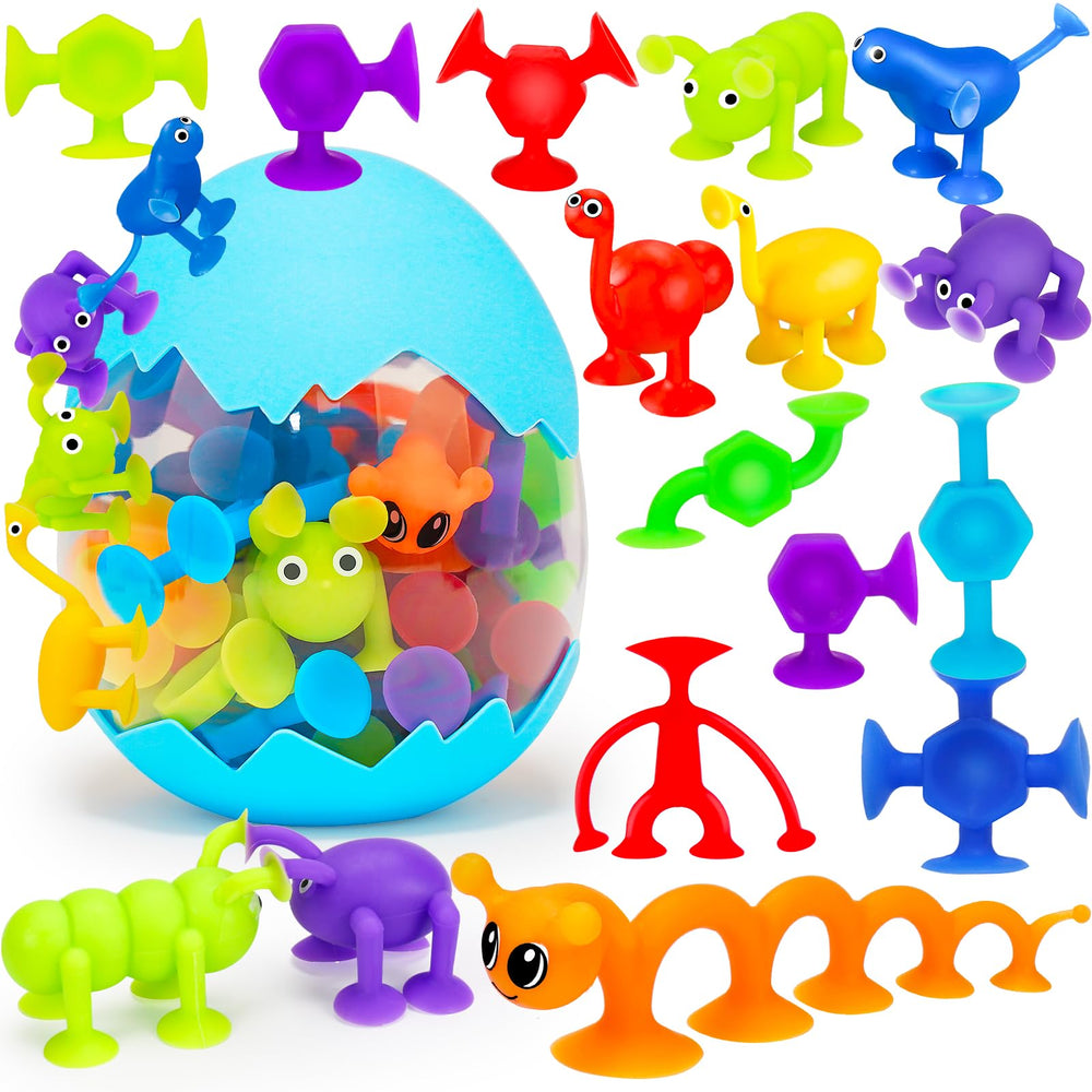 Joosharkidz 32-pc toddler bath toys with suction cups for engaging bath play