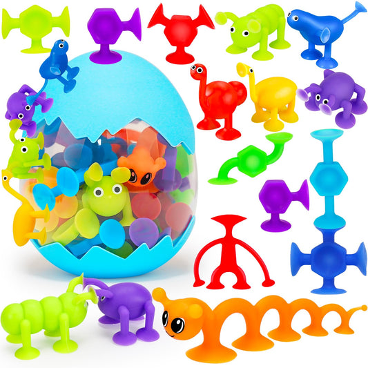 Joosharkidz 32-pc toddler bath toys with suction cups for engaging bath play