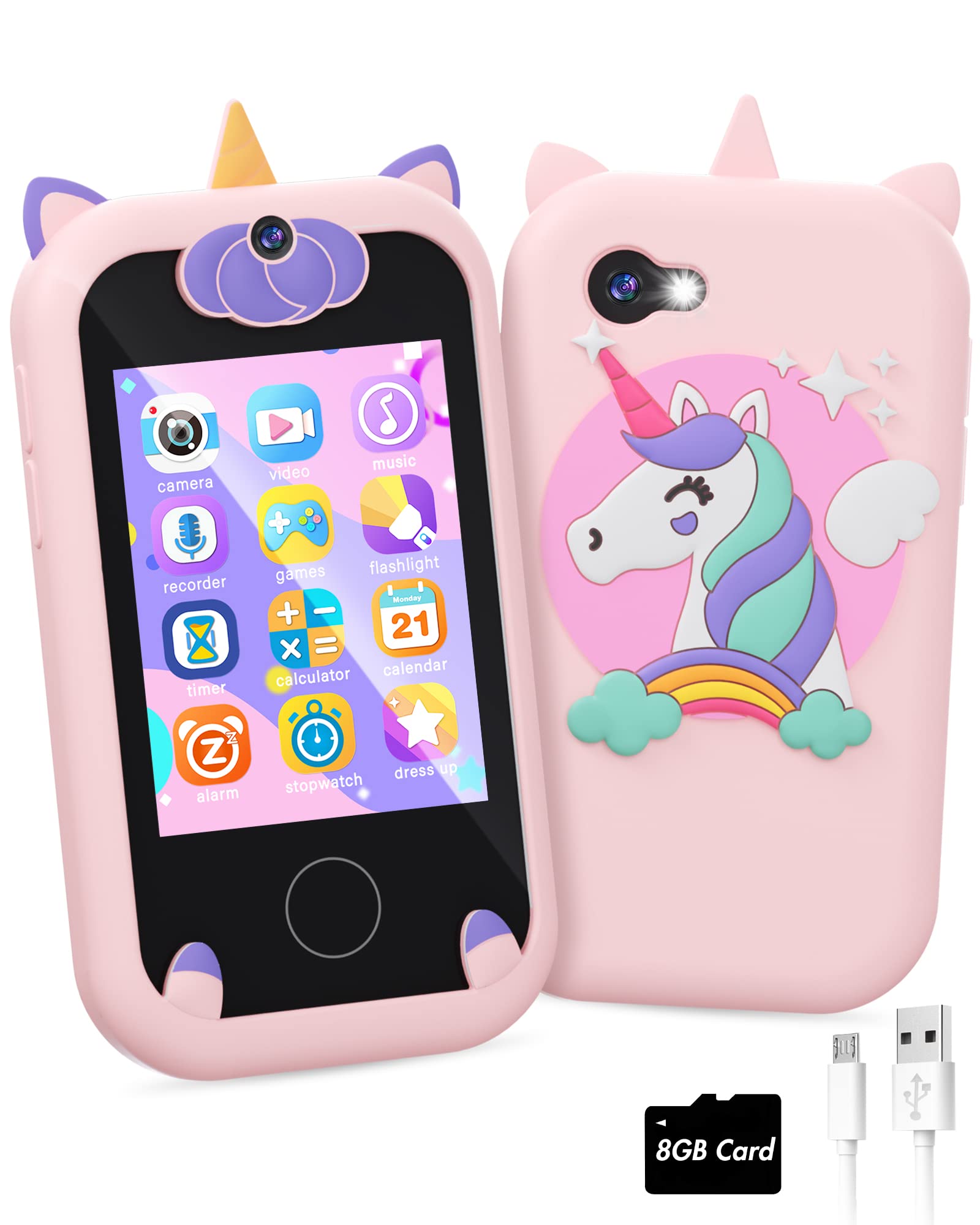 Joozfee Kids Smart Phone front view showing compact design for small hands and learning fun