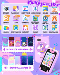 Joozfee Kids Smart Phone Purple back view, sturdy shell for daily play