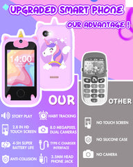 Joozfee Kids Smart Phone Purple in use with family sharing photos and games