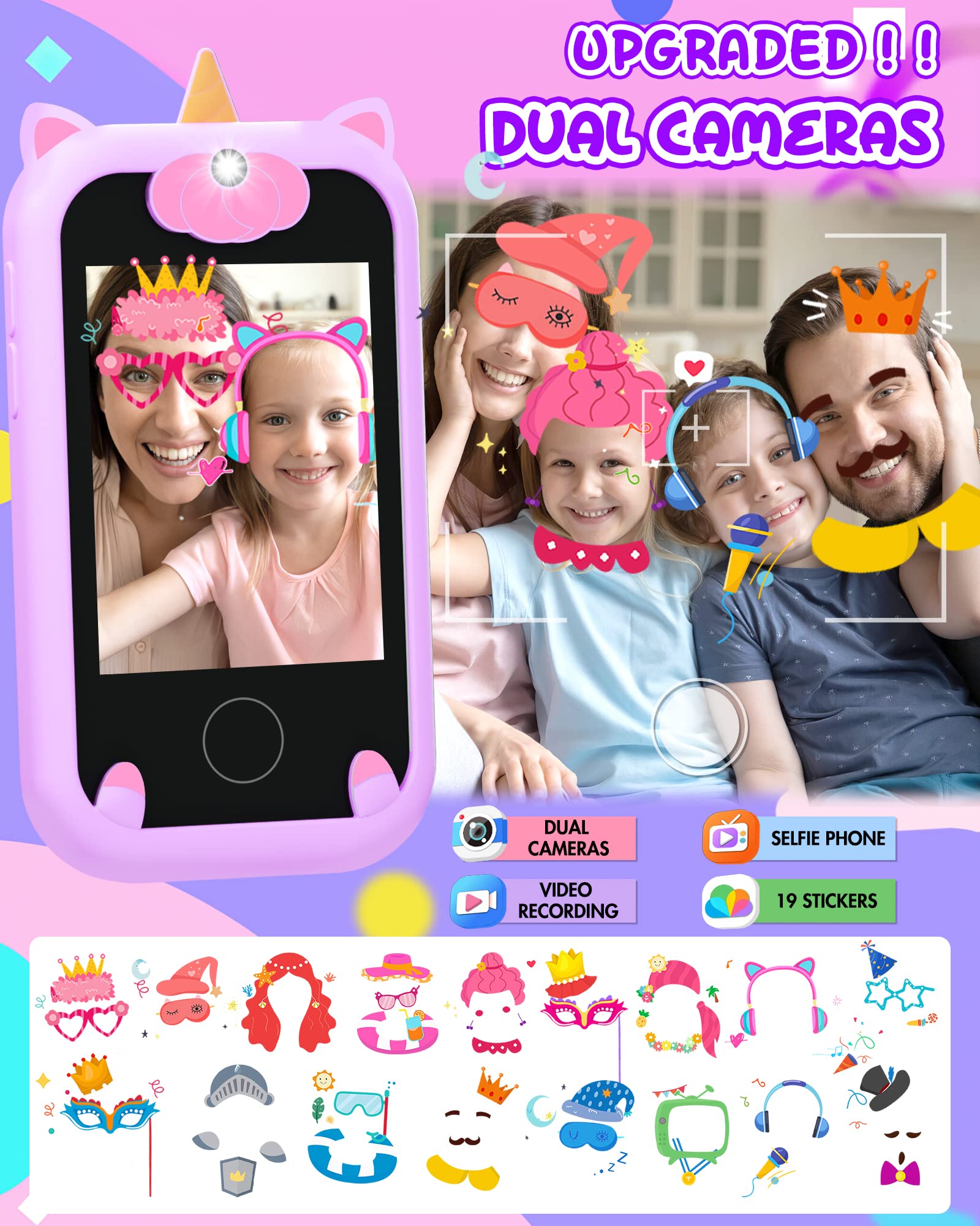 Joozfee Kids Smart Phone Purple selfie camera in action for kid friendly photography